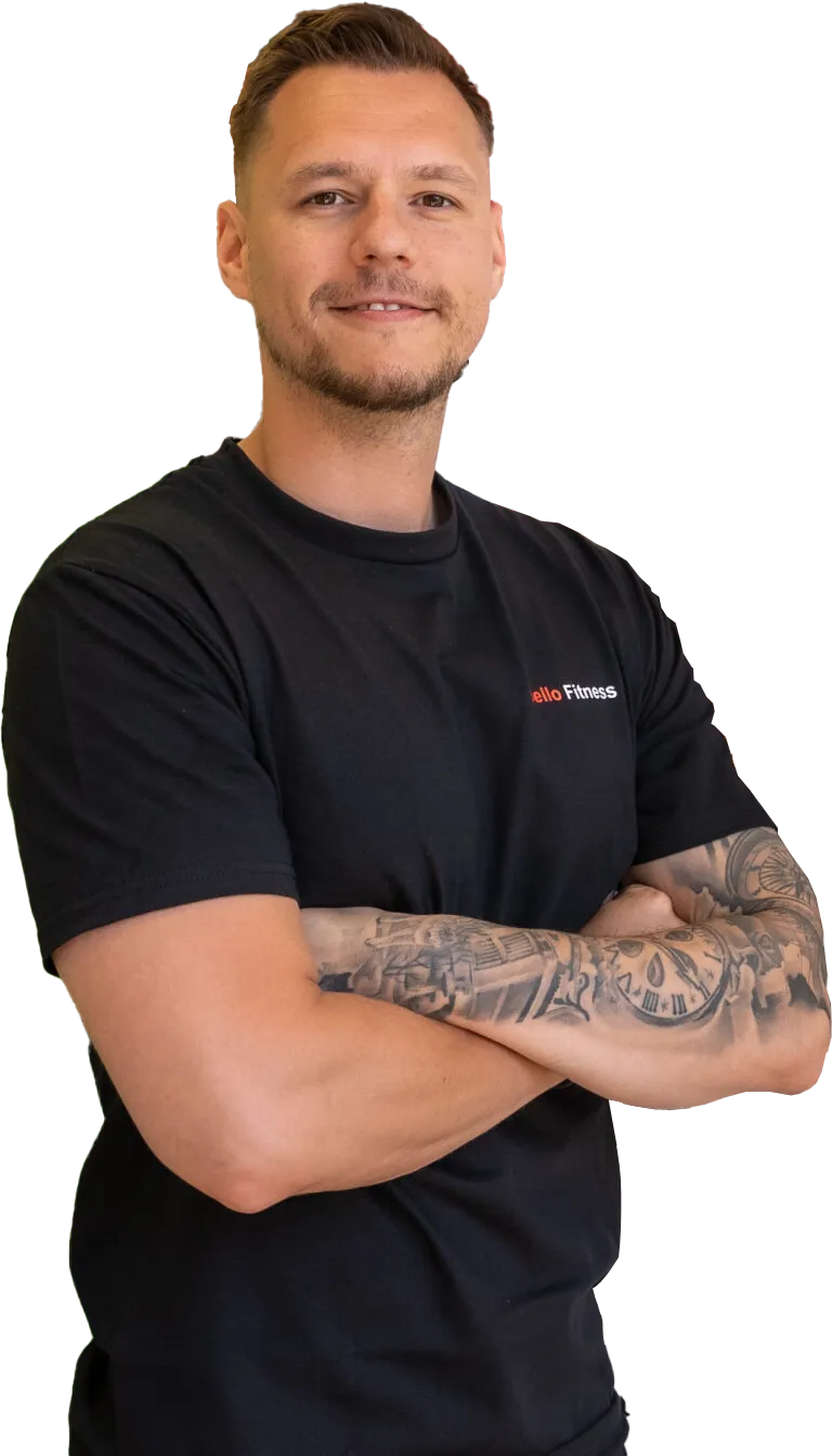 Seve Bello, founder and CEO of Bello Fitness, arms crossed